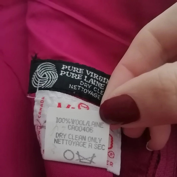 Vintage Magenta 100% Pure Virgin Wool Skirt with Pockets and Pleats 6 - Picture 15 of 16